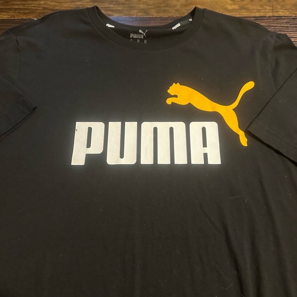 Puma Black Tee with Vibrant Orange Logo